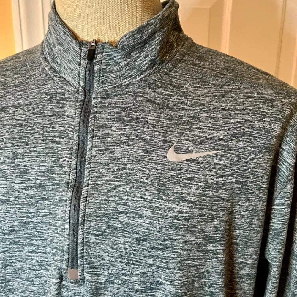 EUC Lot of 2 Men's Nike Dri-Fit Half Zip Pullover Shirts Blue & Green Size XL
